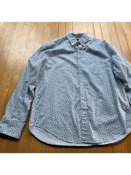 J. Crew Size L Floral Long Sleeve Button Down Classic Shirt Blue Preppy - Picture 5 of 12